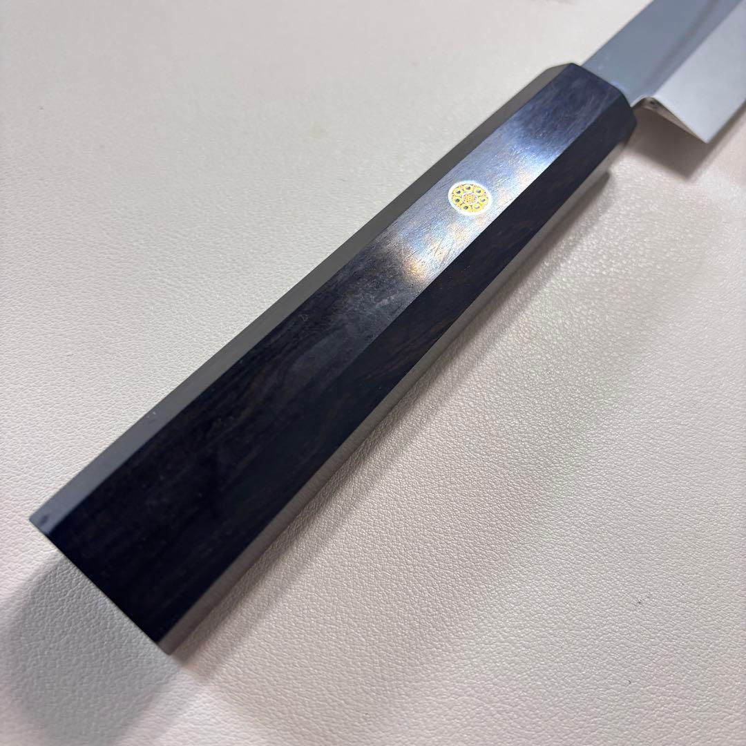 「ゆうちゃんママ 」270mm 切付柳刃包丁 鏡面　黒檀八角柄 刺身包丁
