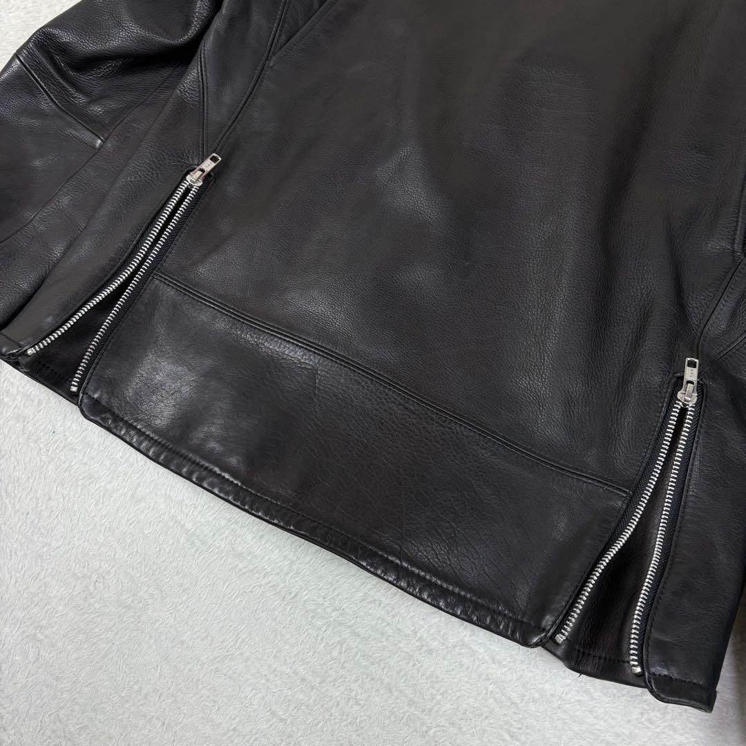 美品 BEAMS+ ライダースジャケット 牛革 ダブル レザージャケット 黒