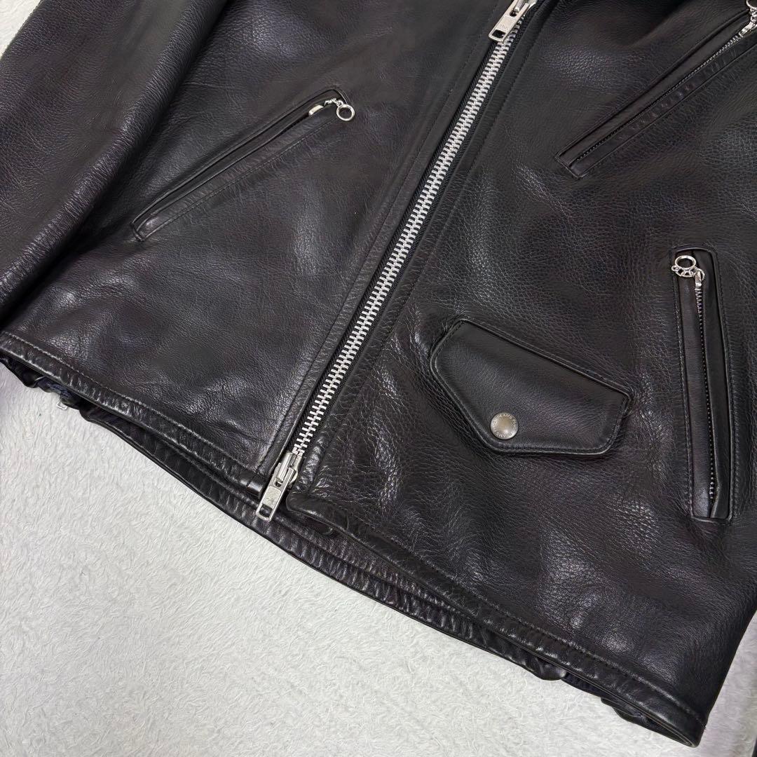 美品 BEAMS+ ライダースジャケット 牛革 ダブル レザージャケット 黒