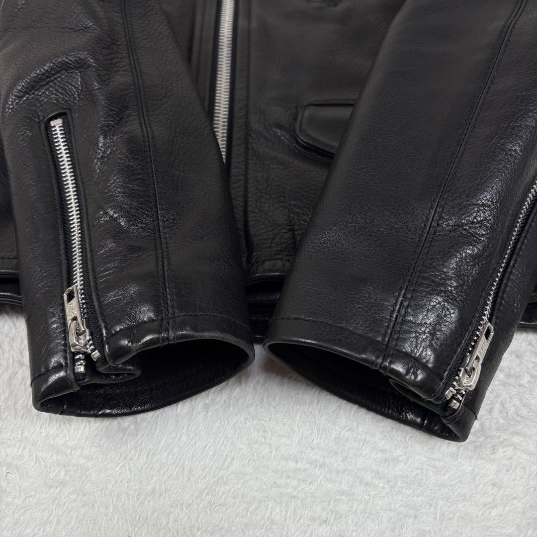 美品 BEAMS+ ライダースジャケット 牛革 ダブル レザージャケット 黒