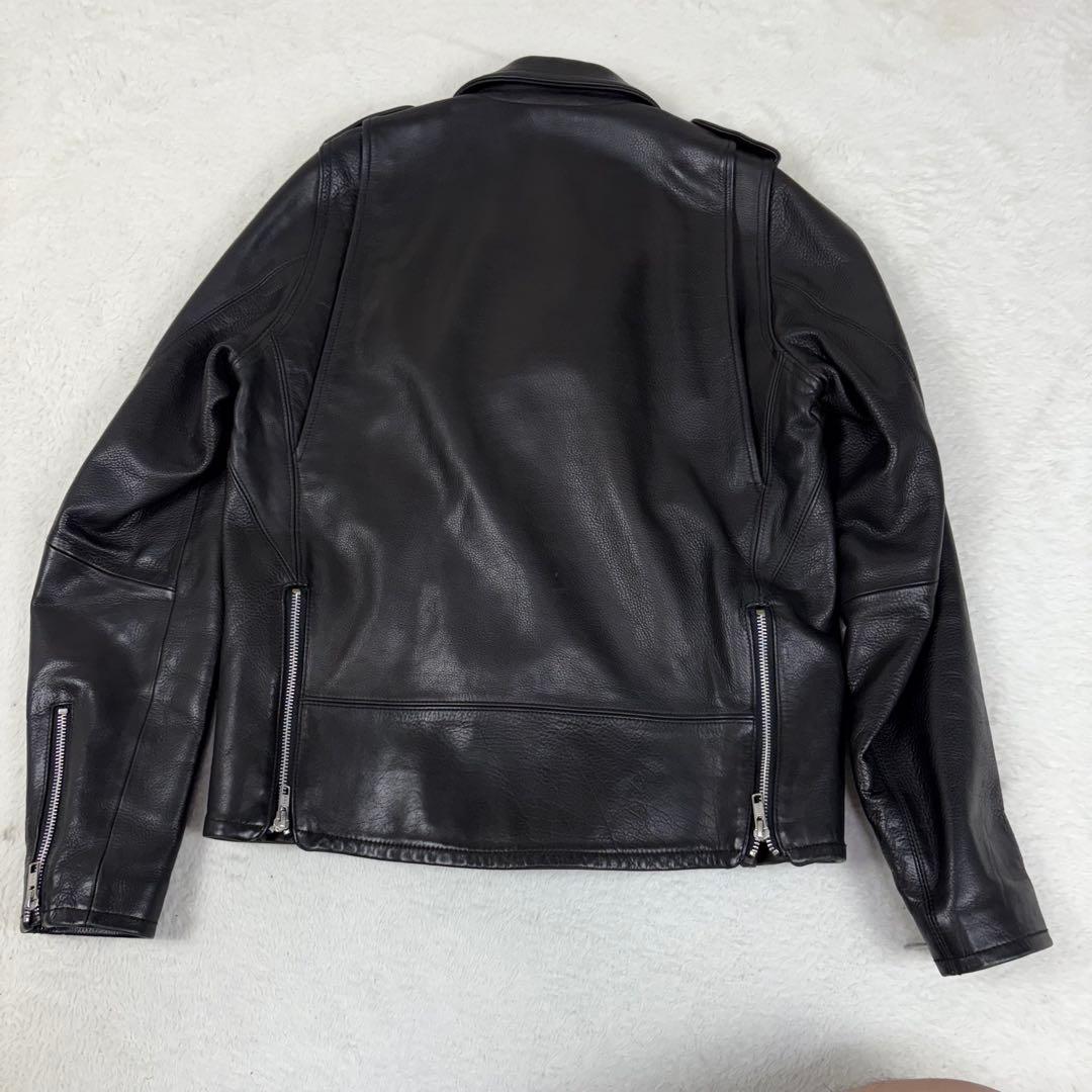 美品 BEAMS+ ライダースジャケット 牛革 ダブル レザージャケット 黒