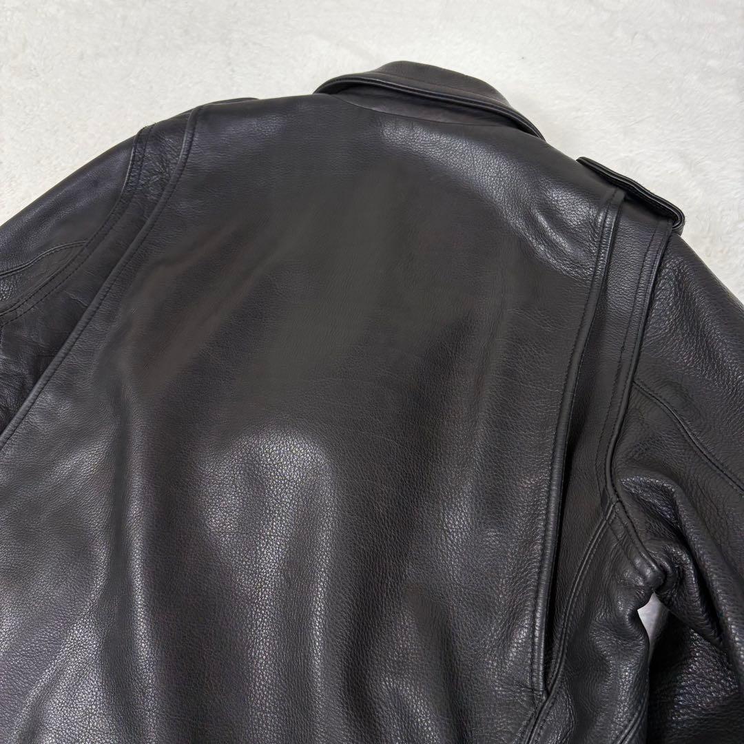 美品 BEAMS+ ライダースジャケット 牛革 ダブル レザージャケット 黒