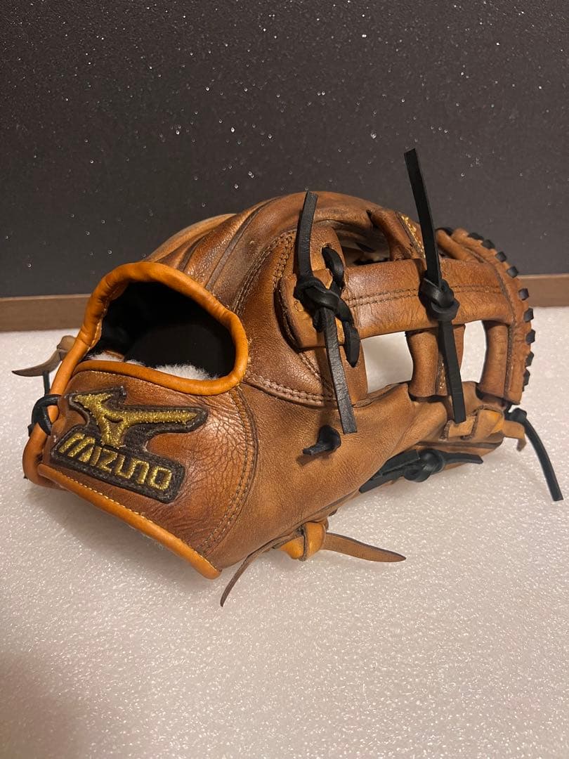 ★最高級★ ミズノプロ 硬式 内野手 平裏.指袋.ムートン.ヘリ革.全紐交換済