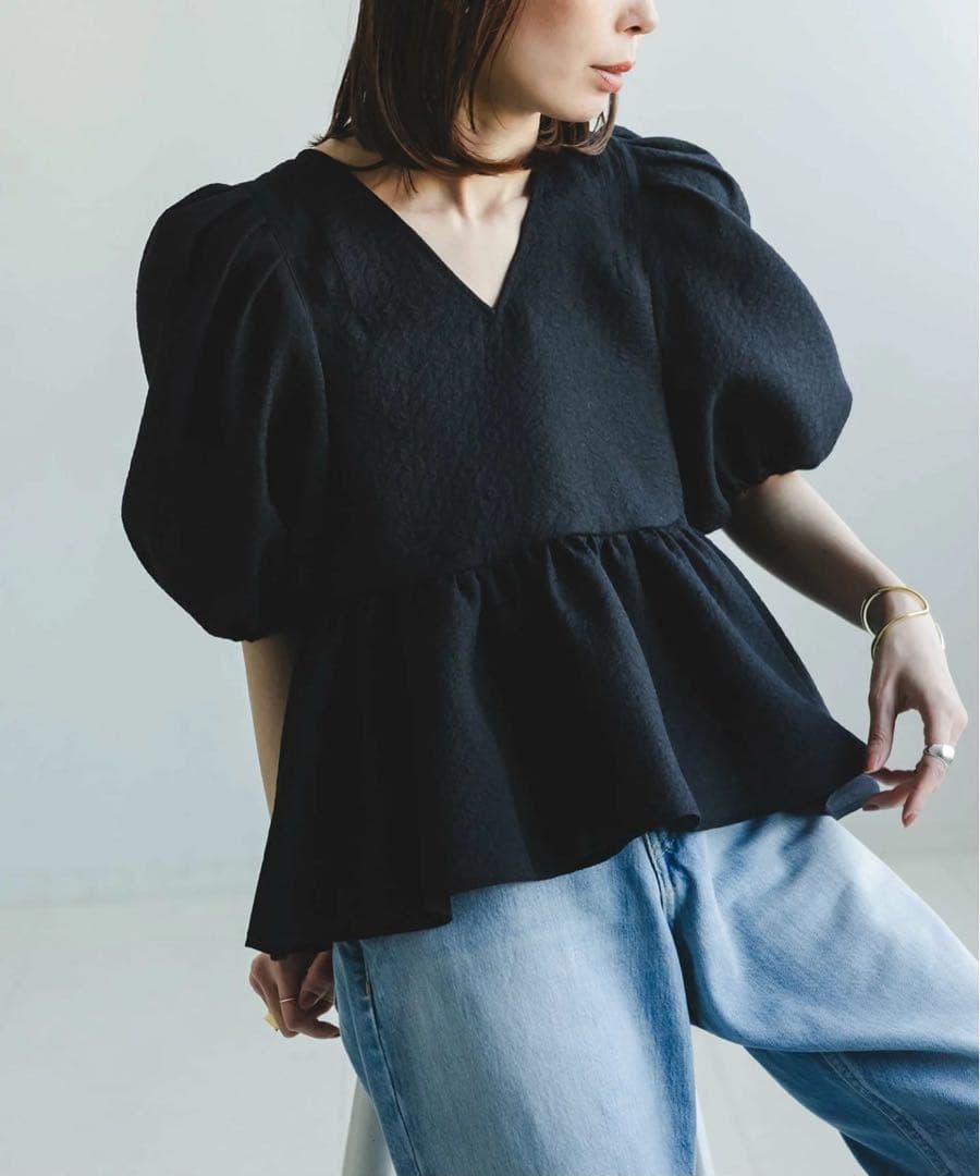 【洗える】Noble シアーノイズジャガードブラウス