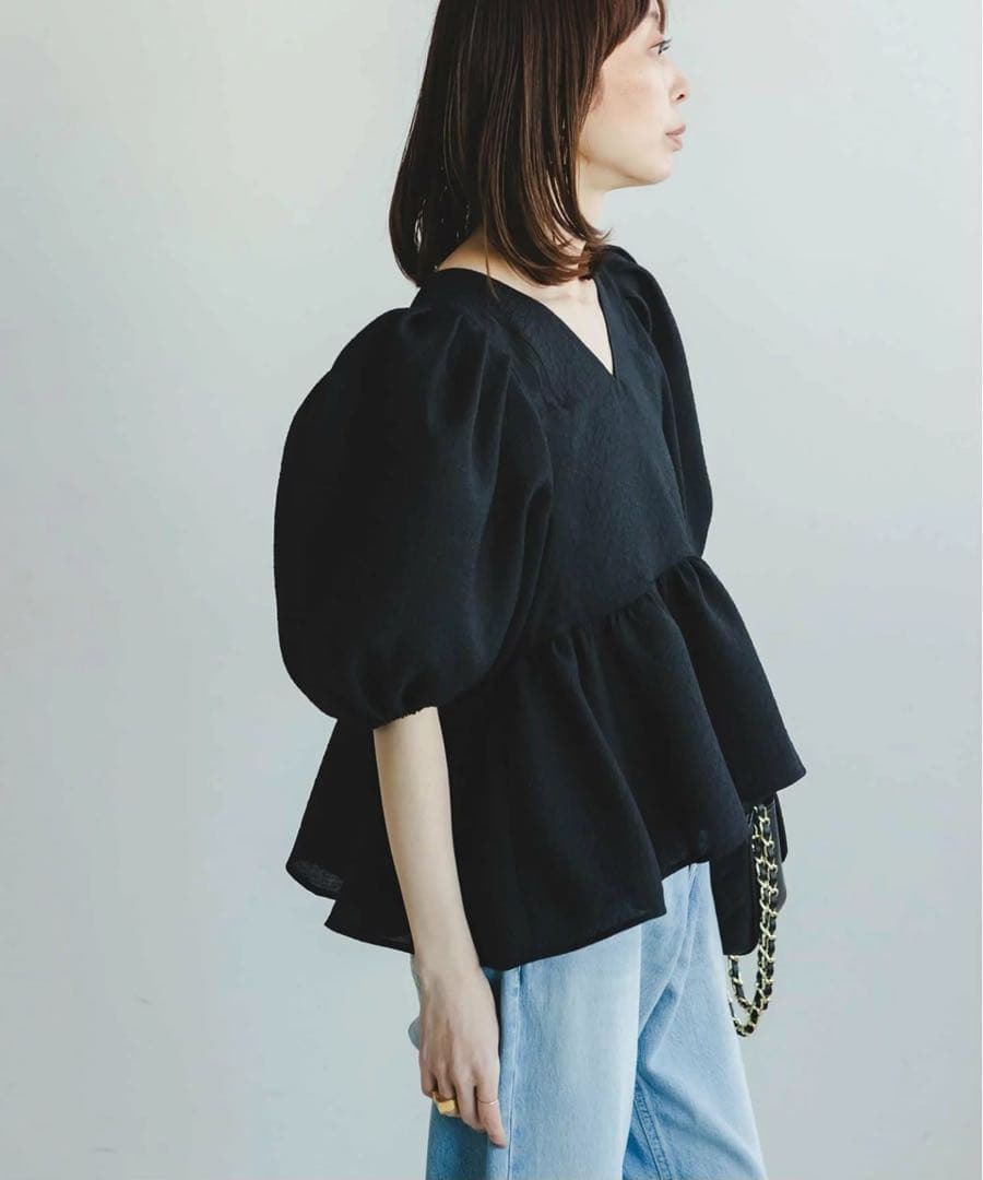 【洗える】Noble シアーノイズジャガードブラウス