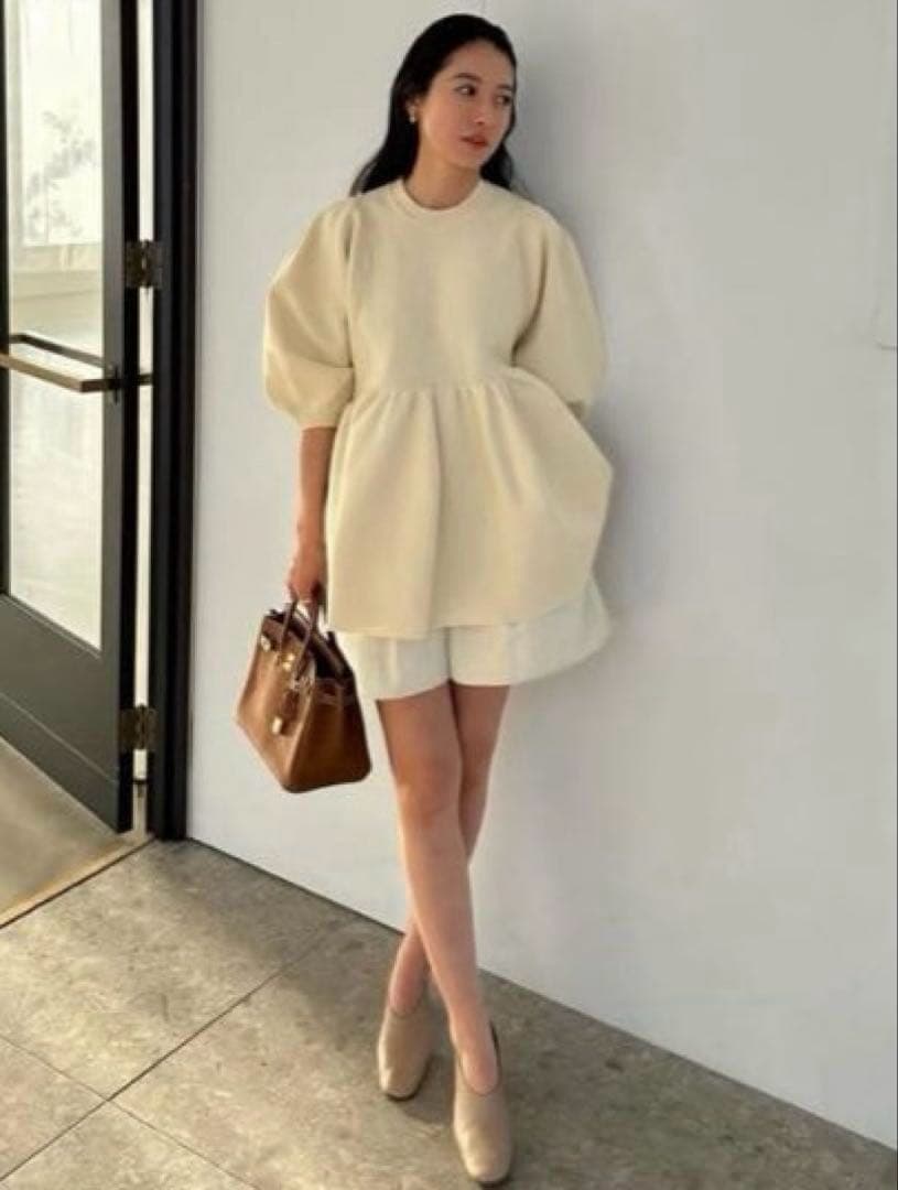 トップス CLANE BALLOON SLEEVE GATHER KNIT TOPS