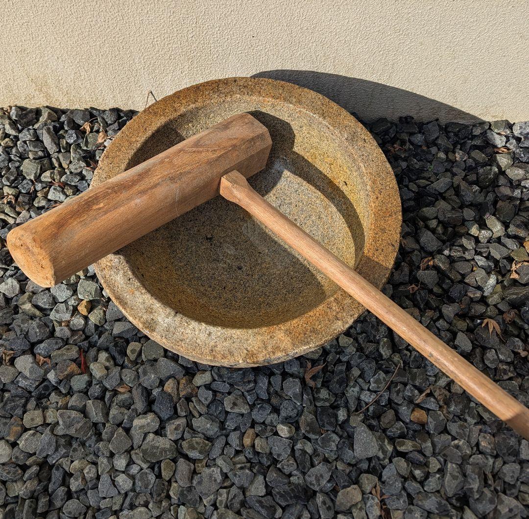 石臼 杵 餅つきセット 餅つき