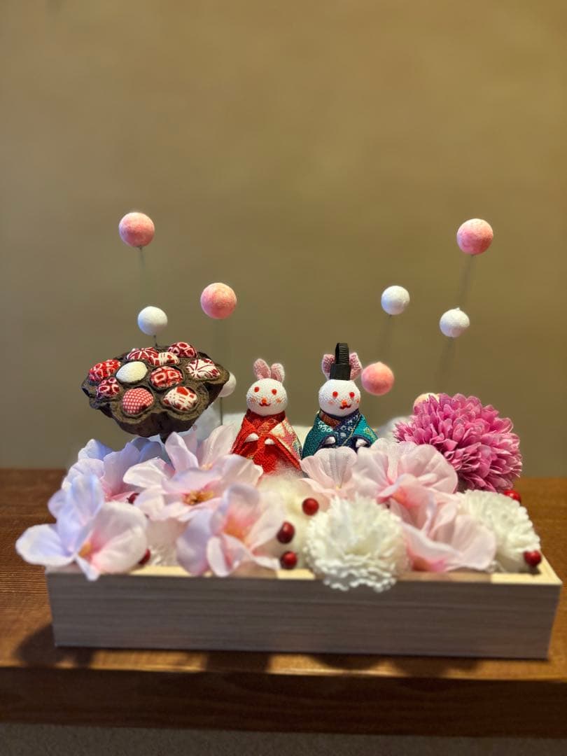 うさぎさんのちりめん細工お雛様飾り