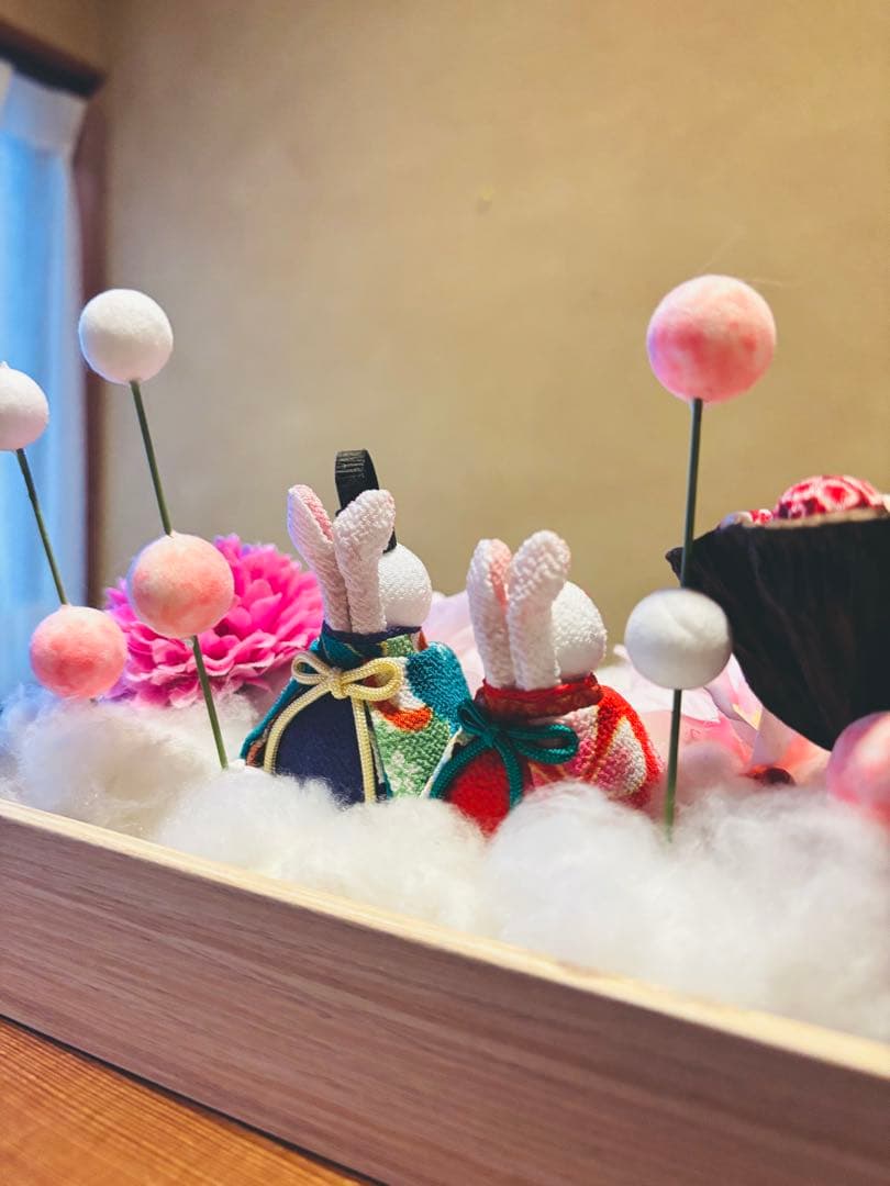 うさぎさんのちりめん細工お雛様飾り