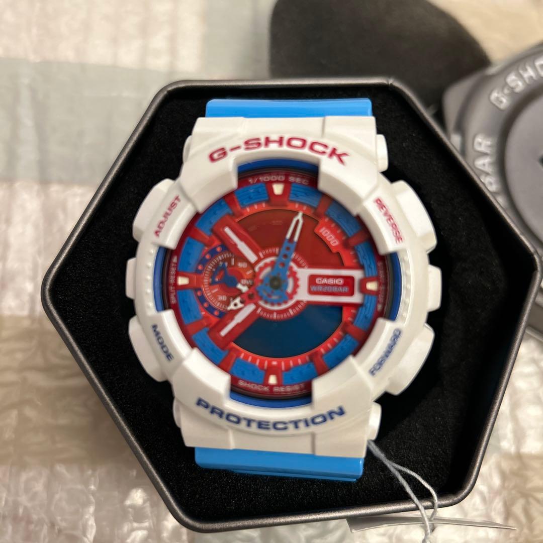 G-SHOCK アナログ　アナデジ　腕時計　ホワイト/ブルー/レッド