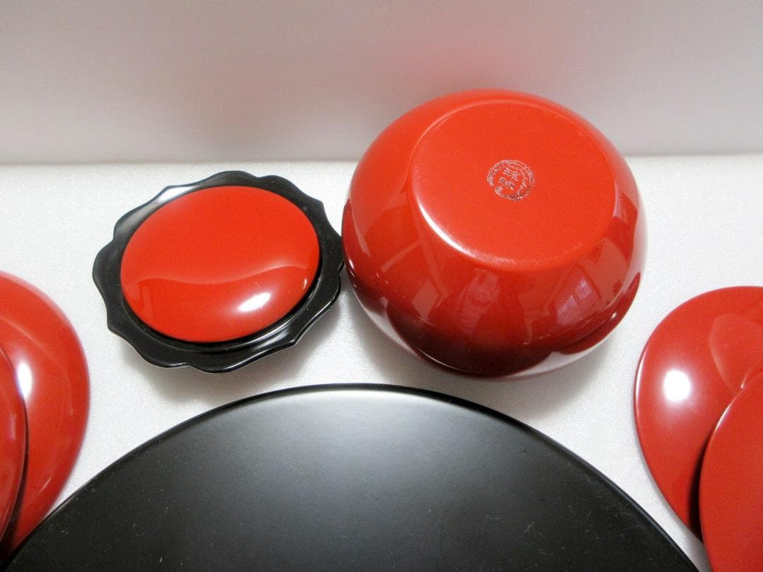 【美品】琉球漆器 菓子器 銘々皿 茶托 丸盆 計12点まとめて / 沖縄伝統工芸