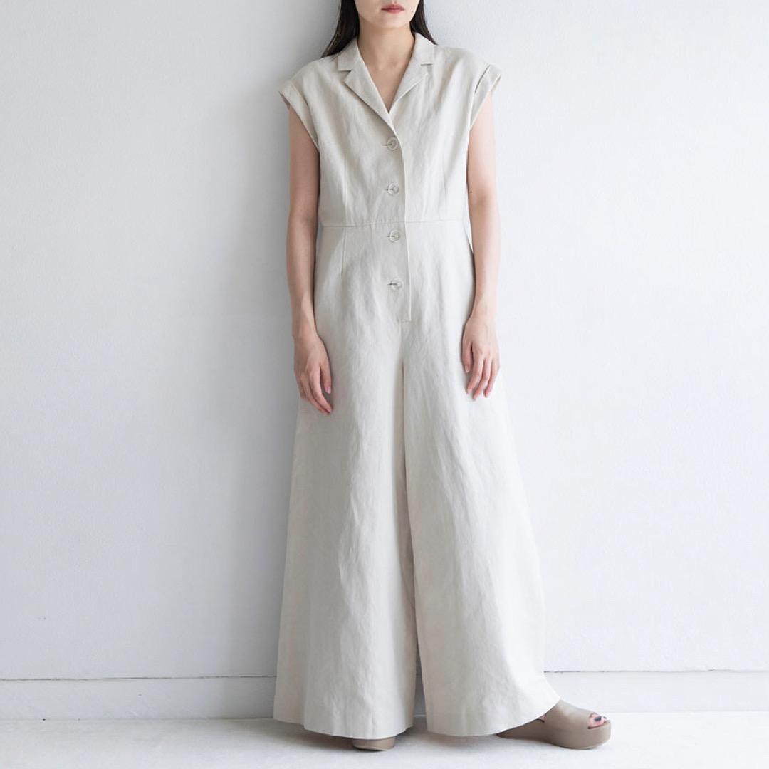 美品 saqui サキ コットンリネン コンビネゾン ベージュ 伊藤まさこ