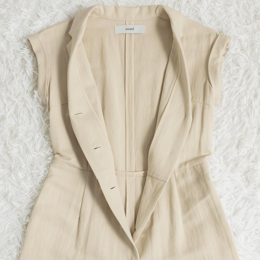 美品 saqui サキ コットンリネン コンビネゾン ベージュ 伊藤まさこ