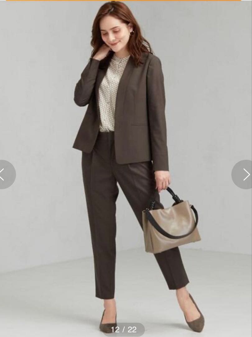 グリーンレーベルリラクシング カチリラ パンツスーツセット ブラウン M