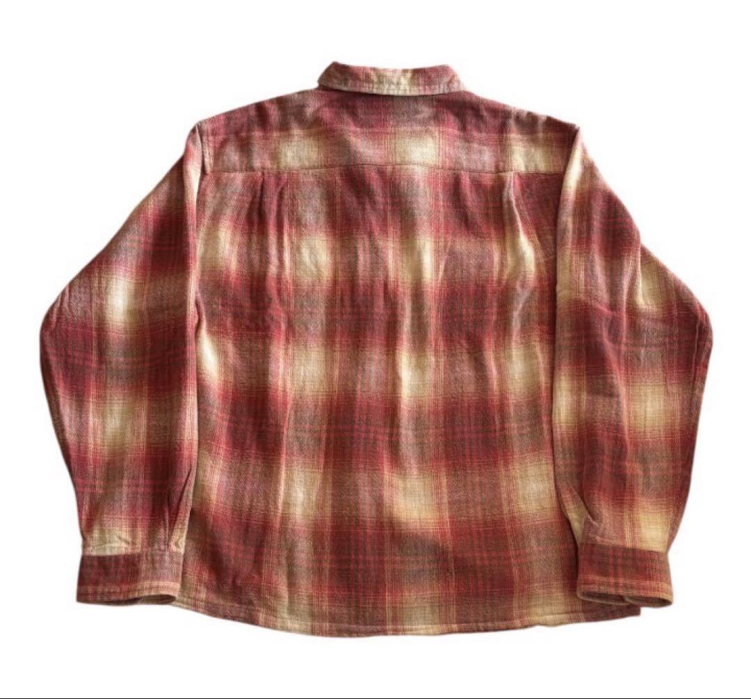 90s 00s オンブレ シャドー オンブレチェック オープンカラーシャツ 開襟