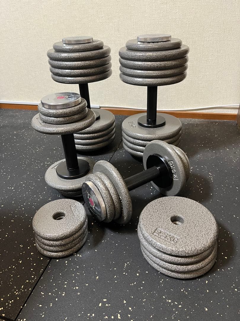 再値下しましたGFCダンベルグリップ（中・短2セット）モリヤプレート125kg