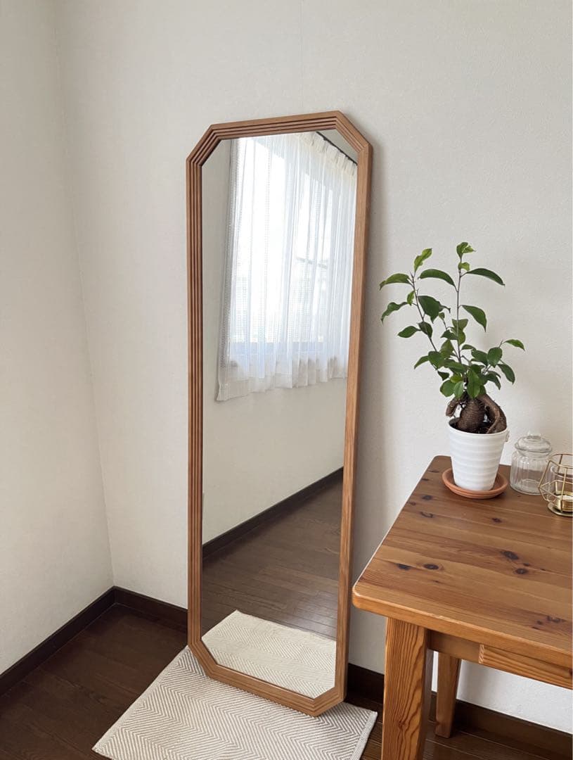 【日本製】カットデザイン　八角ジャンボミラー　アンティーク調