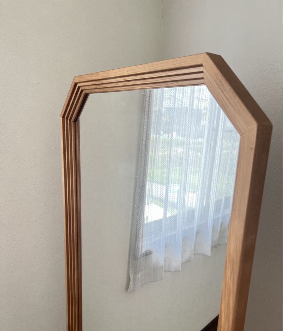 【日本製】カットデザイン　八角ジャンボミラー　アンティーク調