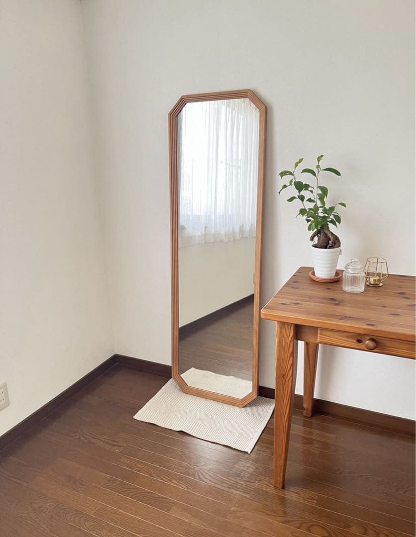 【日本製】カットデザイン　八角ジャンボミラー　アンティーク調