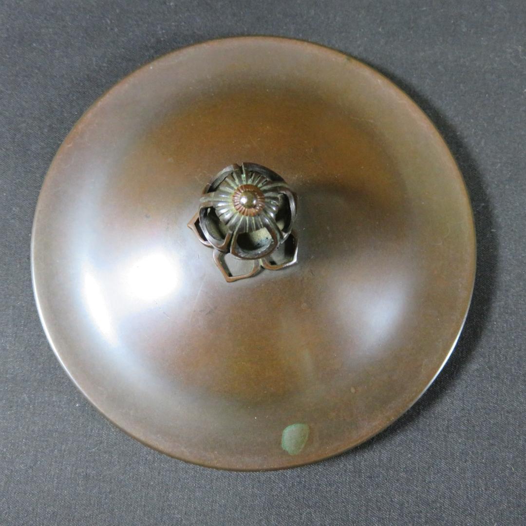 唐銅 切合鬼面風炉撫肩平丸釜添 一ノ瀬宋辰 畠春斎 錆あり 茶道具