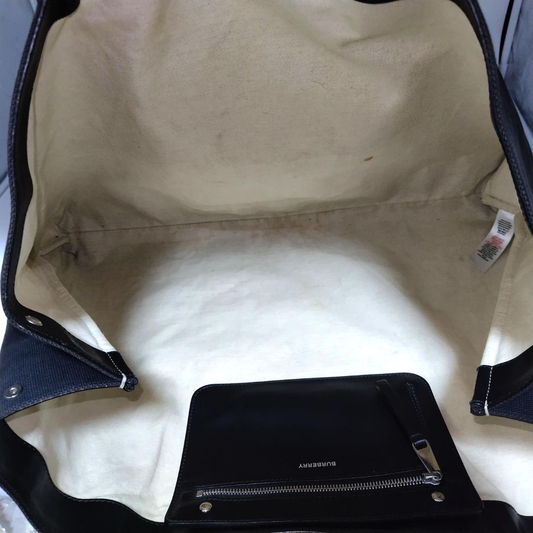 バーバリー トートバッグ キャンバス 大容量 ブラック 肩掛け A4収納