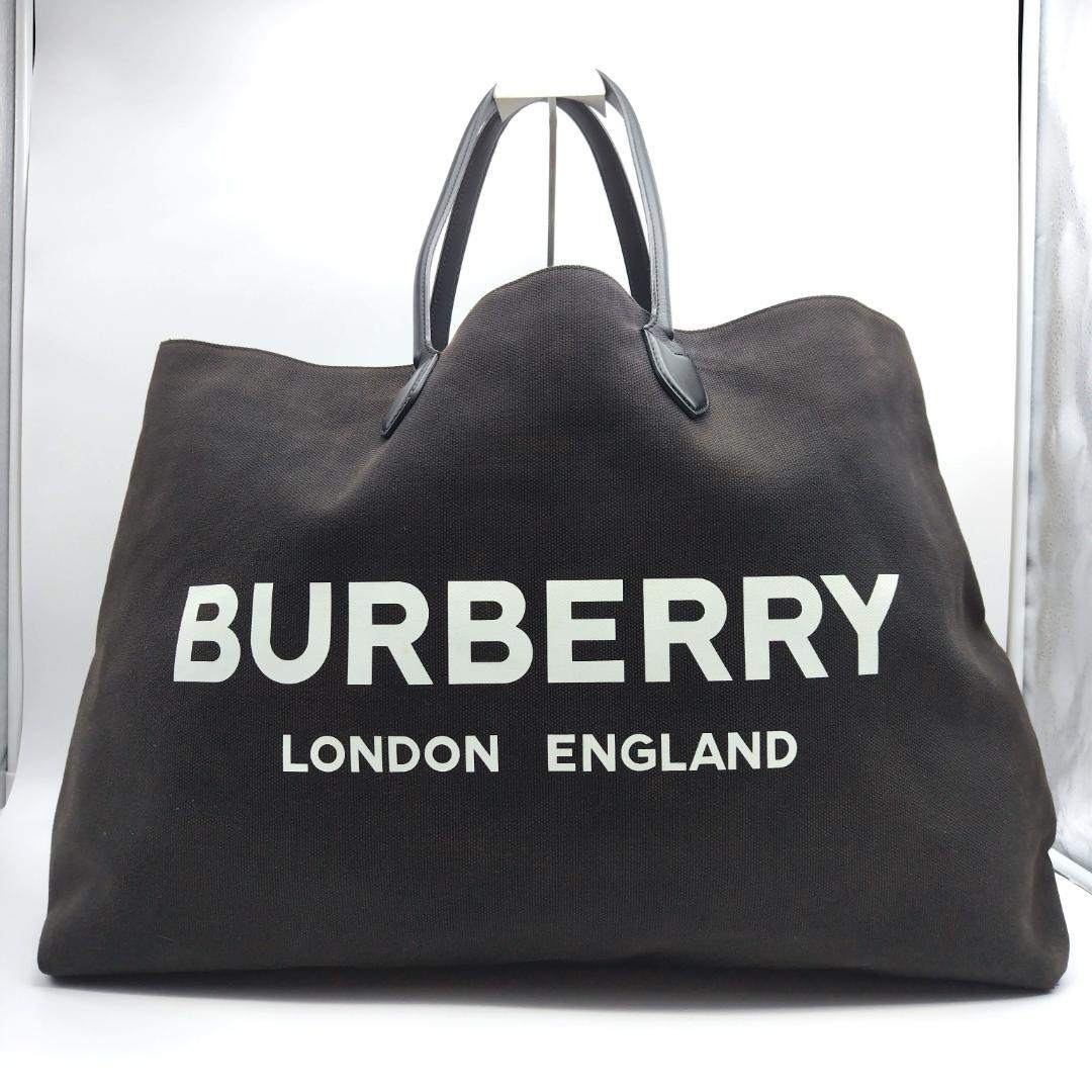 バーバリー トートバッグ キャンバス 大容量 ブラック 肩掛け A4収納