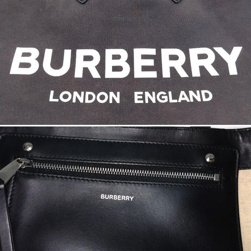 バーバリー トートバッグ キャンバス 大容量 ブラック 肩掛け A4収納