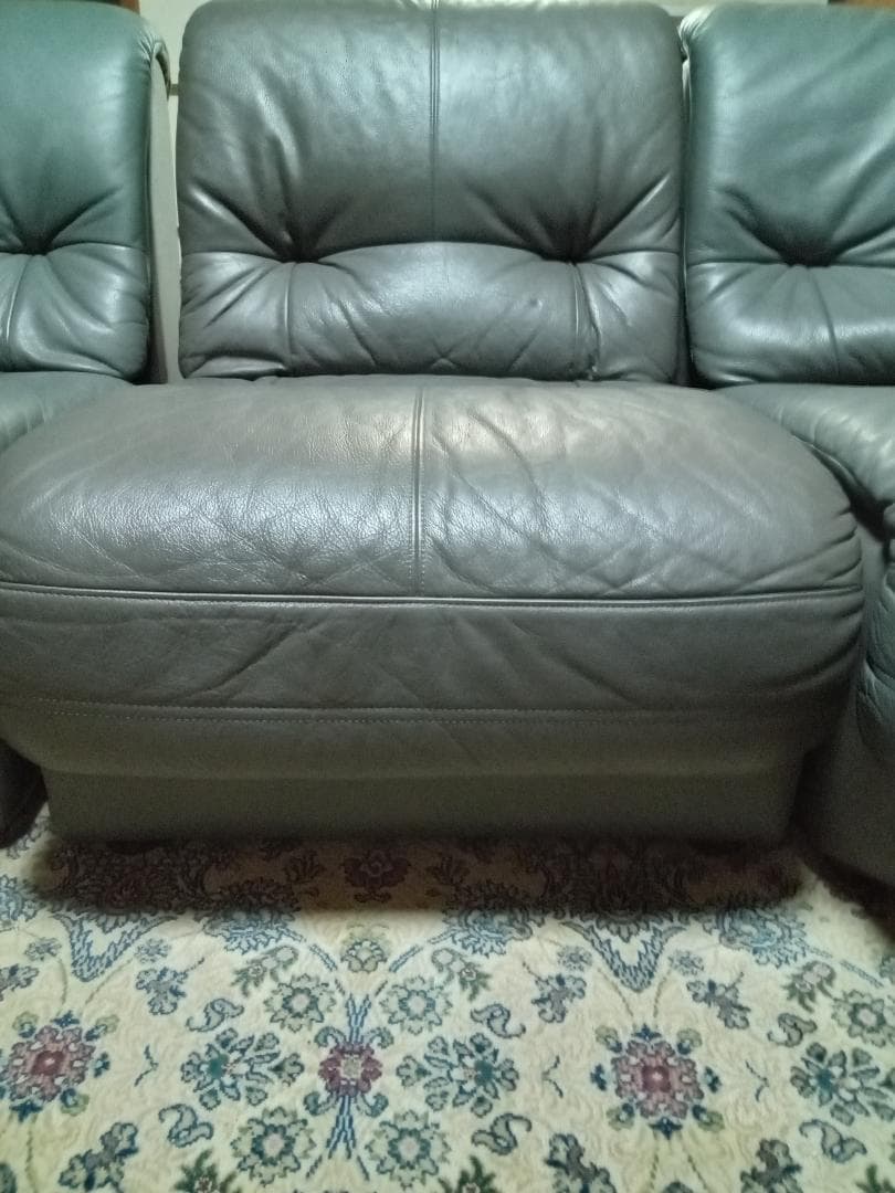 karimoku グレー レザー ソファ (2)