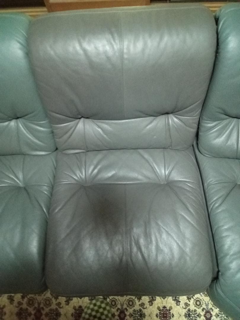 karimoku グレー レザー ソファ (2)