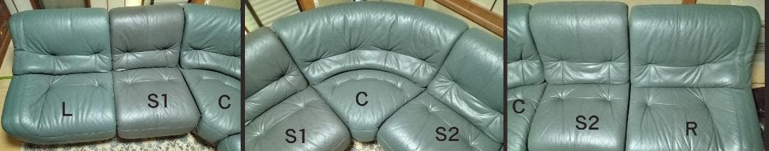 karimoku グレー レザー ソファ (2)