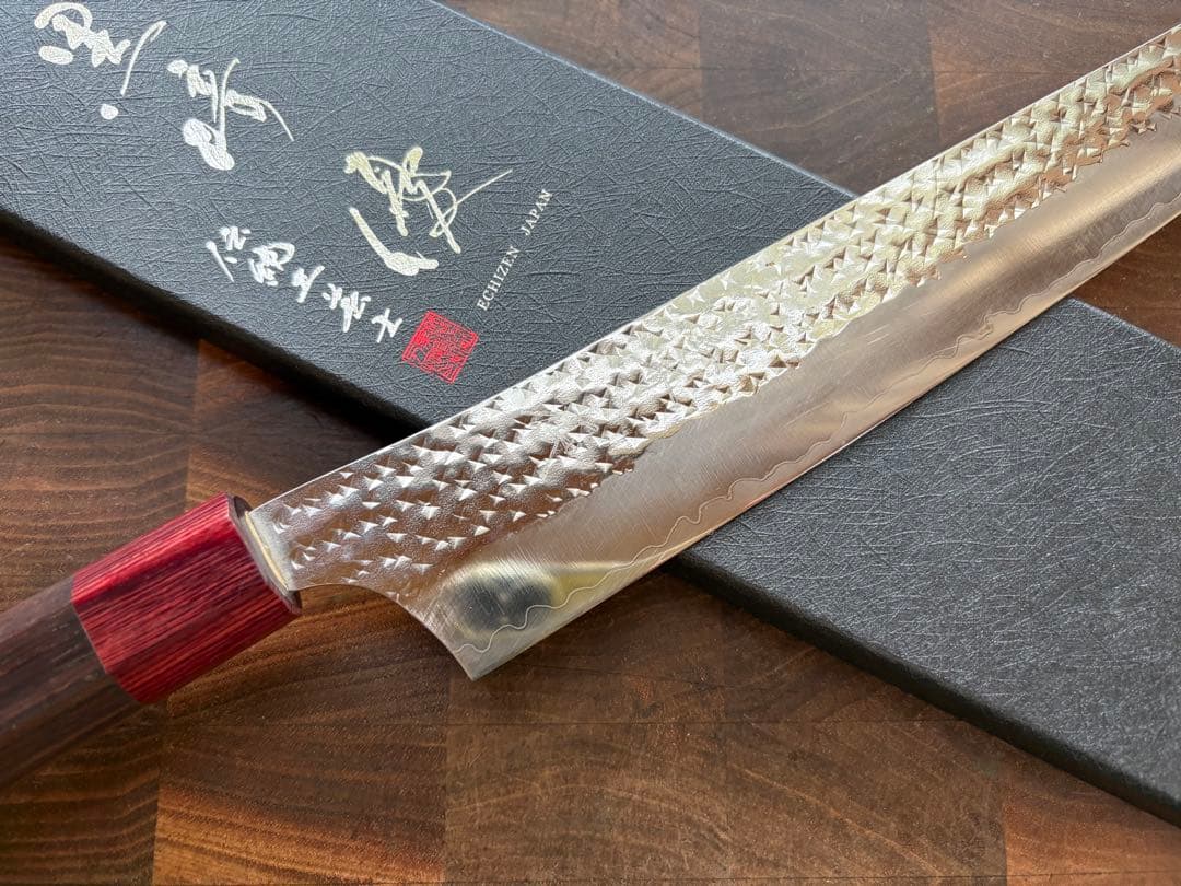 黒崎優　閃光　鋭　切付　筋引　包丁 270mm 紫檀　粉末ハイス