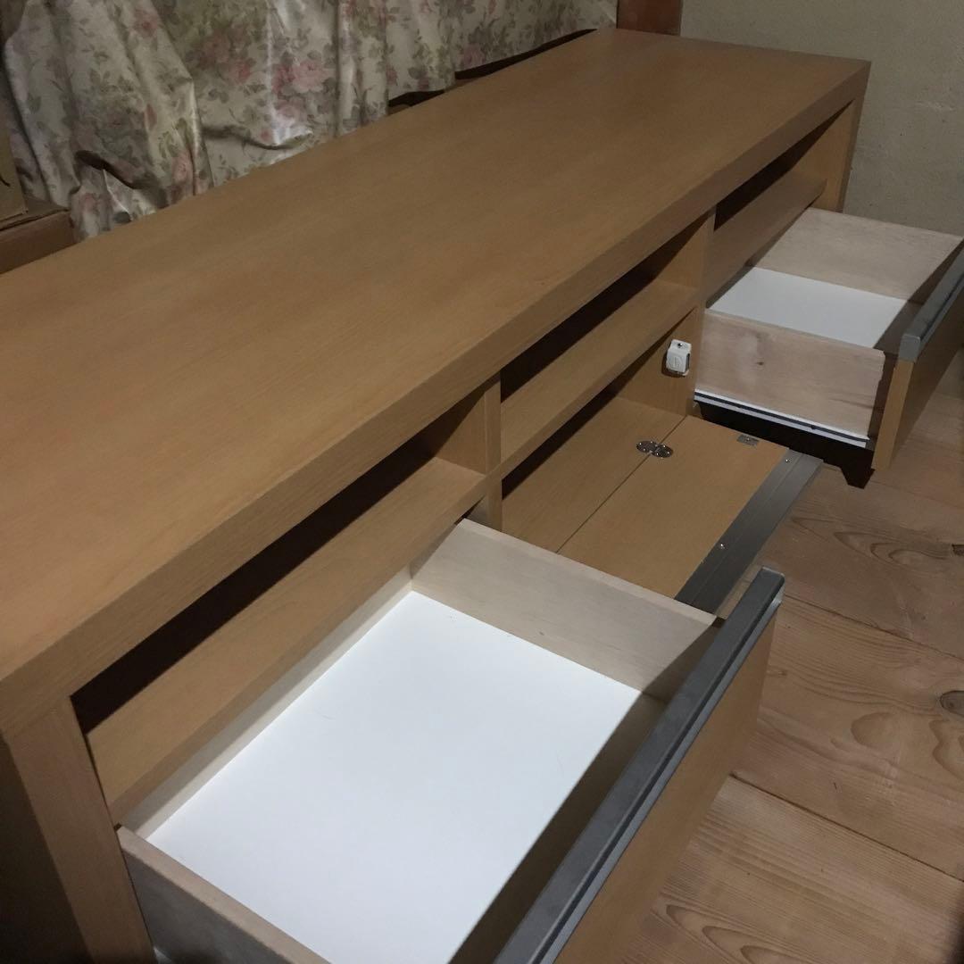 テレビ台 ナチュラルウッドカラー 引き出し 下開き扉付き ソフトダウンステー