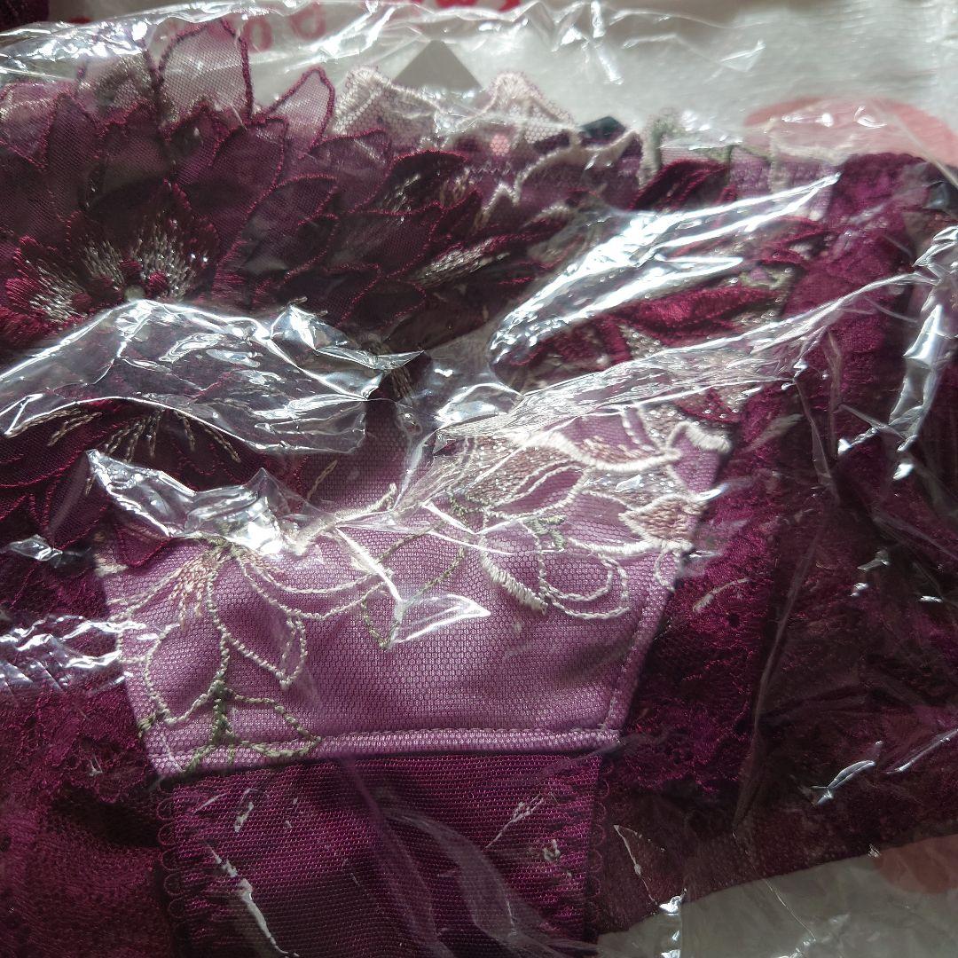 ワコールサルート 豪華花柄レース ブラジャーショーツセット ワインレッドB75m