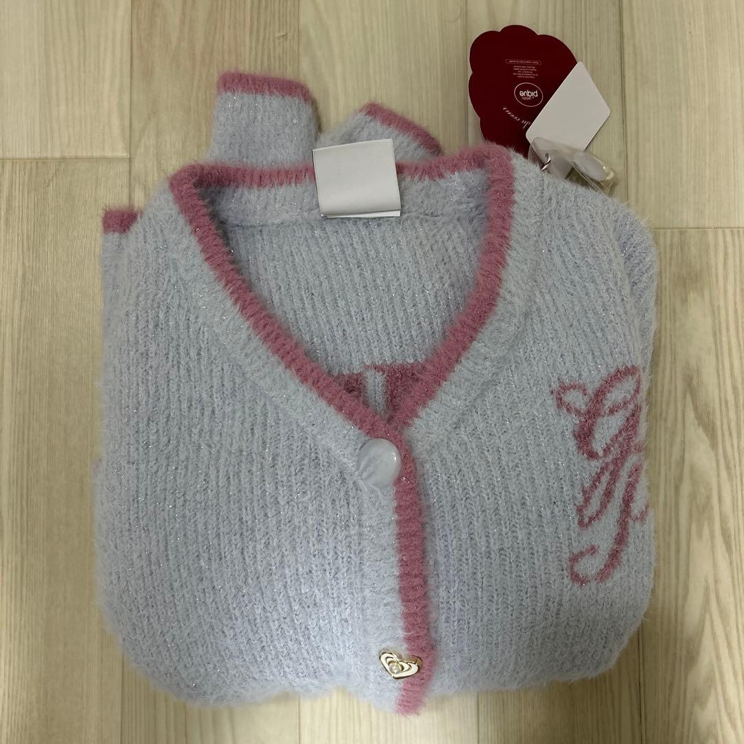 ジェラートピケ ラメフェザーカーディガン