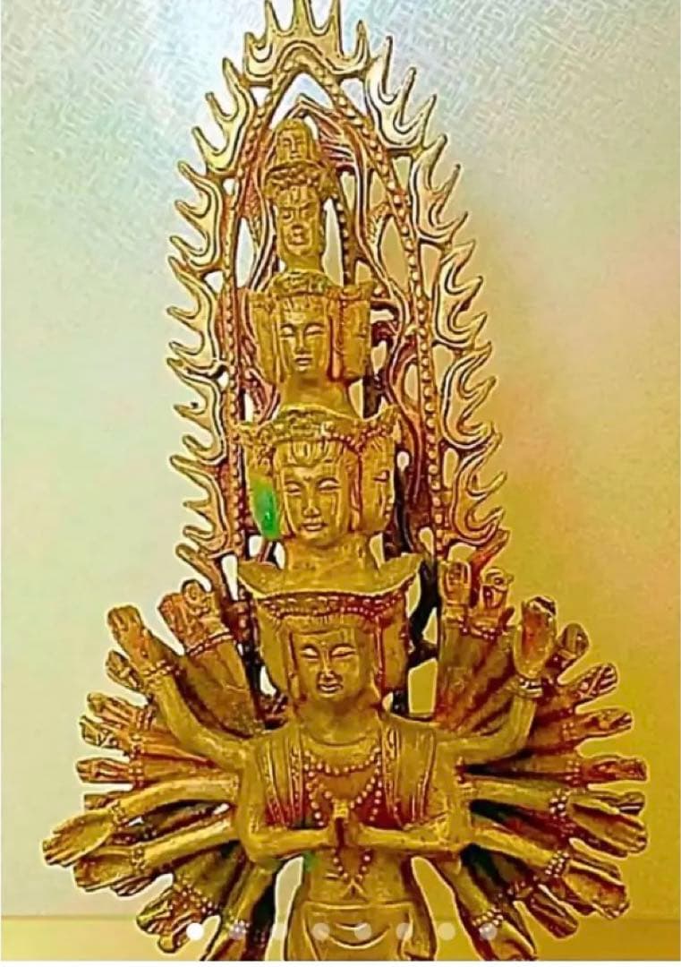 金運爆上げ　人生変わります！明朝時代チベット縦35cm純銅製千手観音