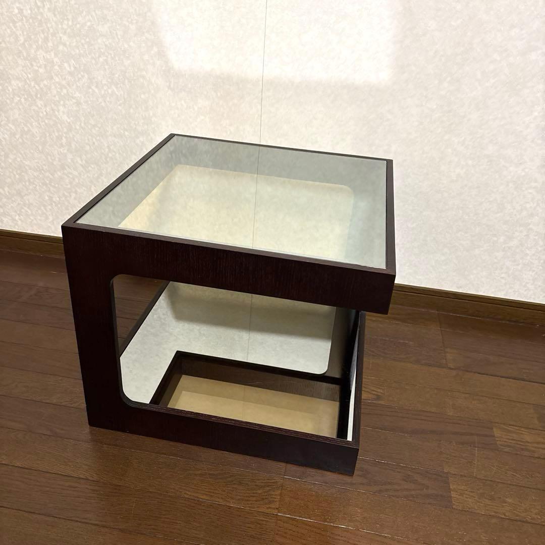 【美品】moda en casa コーヒーテーブル ダイス 50 ガラステーブル