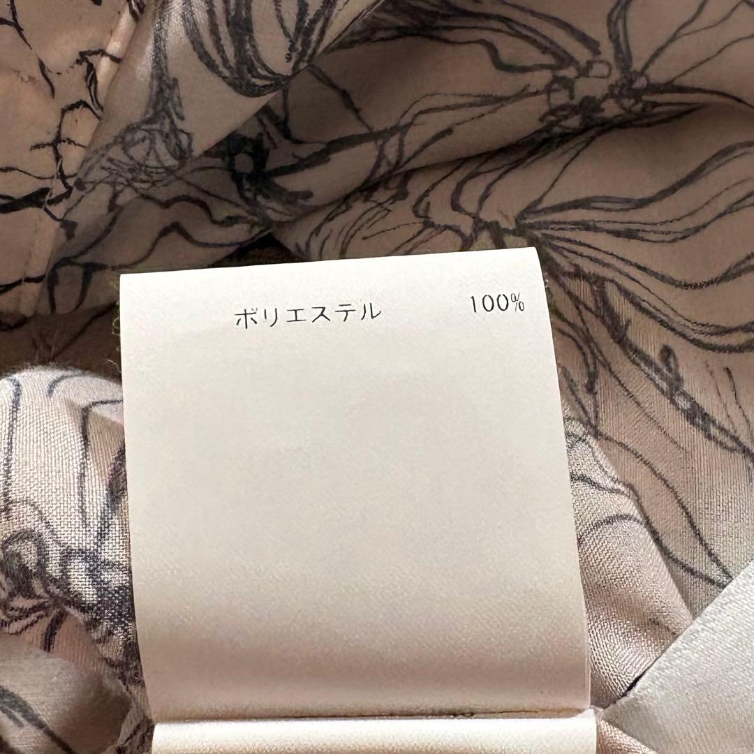 美品✨アナイ　ラインフラワープリント ボウタイ ブラウス ベージュ　38サイズ