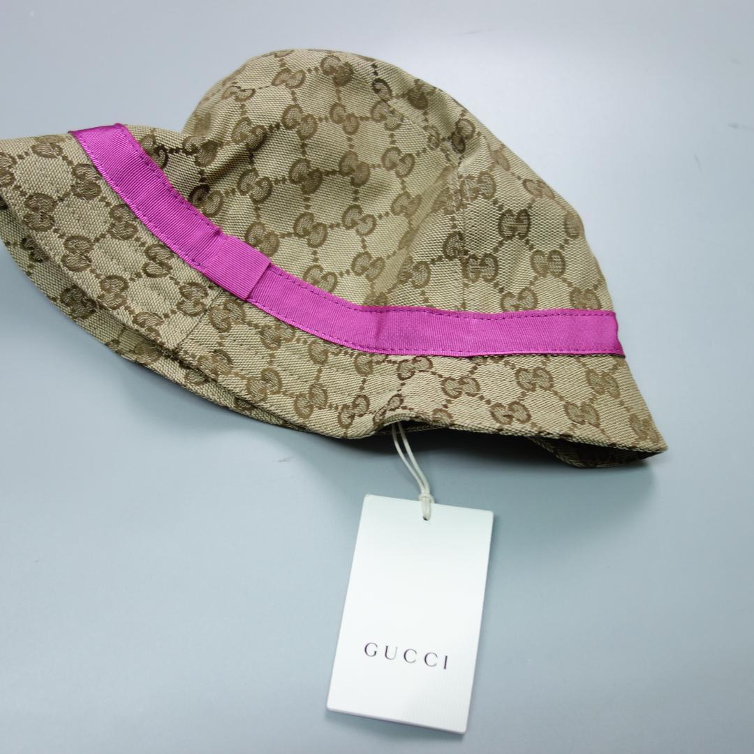 未使用 グッチ キッズチルドレンズ オリジナルGG フェドラハット 56cm
