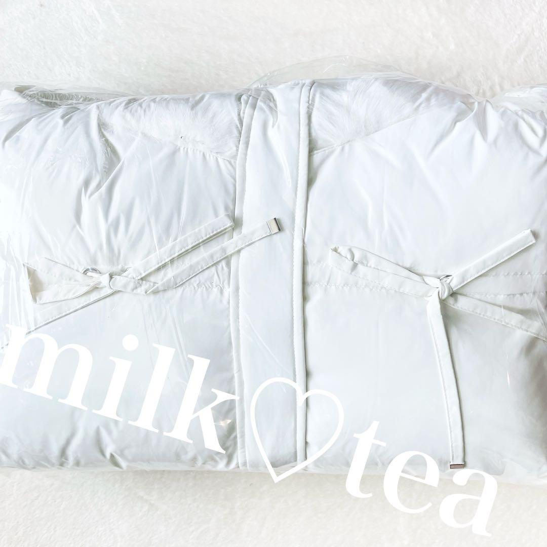 新品タグ付 ミシェルマカロン ファーフードリボンダウンコート ホワイト フリー