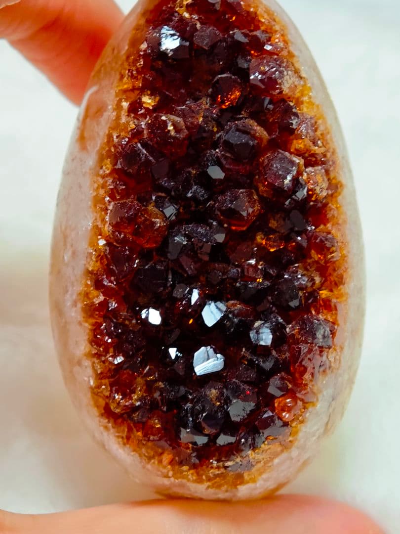 ​【金運】ブラジル産天然石 シトリン原石 エッグ型 ジオード 台座付151.6g