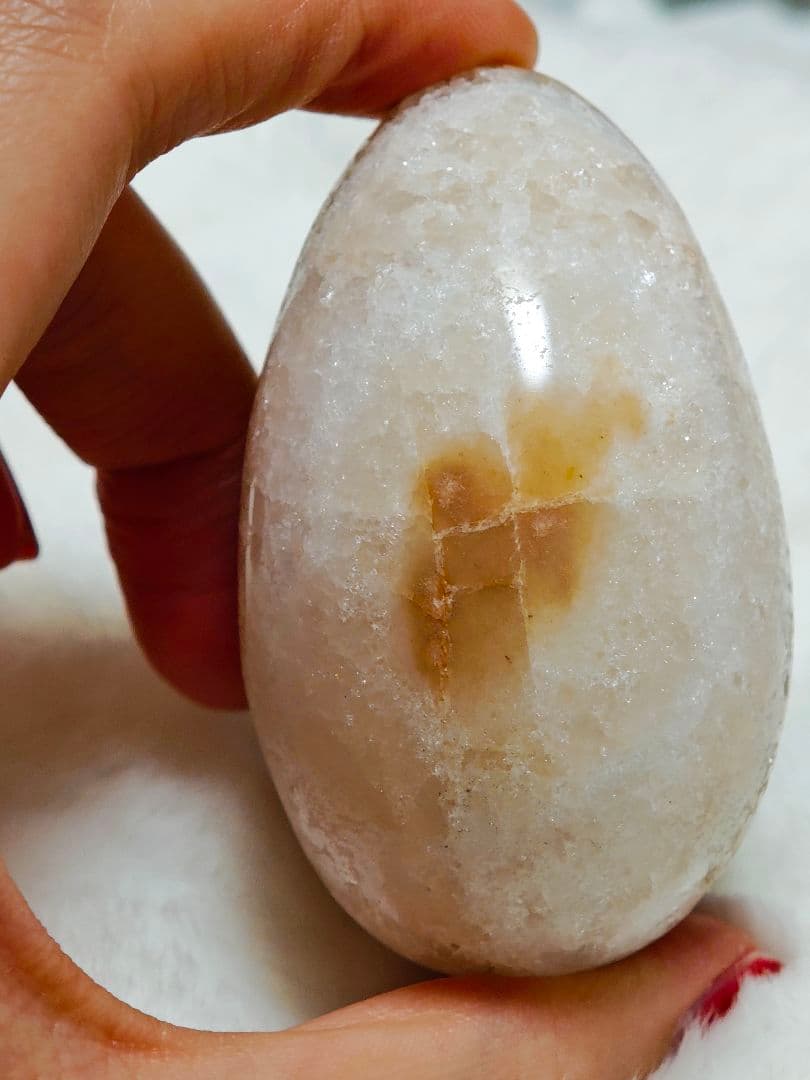 ​【金運】ブラジル産天然石 シトリン原石 エッグ型 ジオード 台座付151.6g