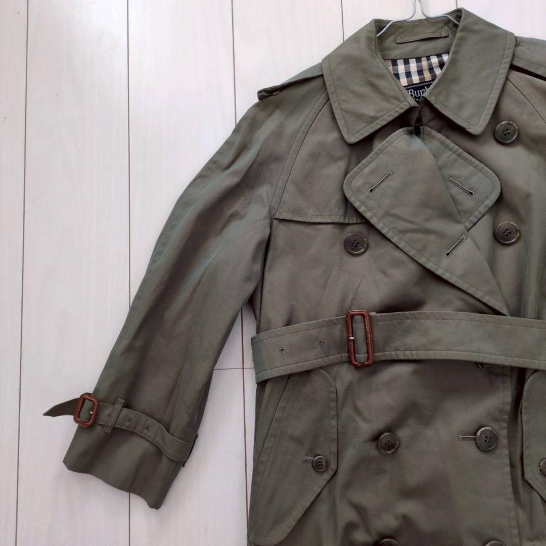 Burberrys ステンカラーコート カーキ 裏地ノバチェック　ベルト付き
