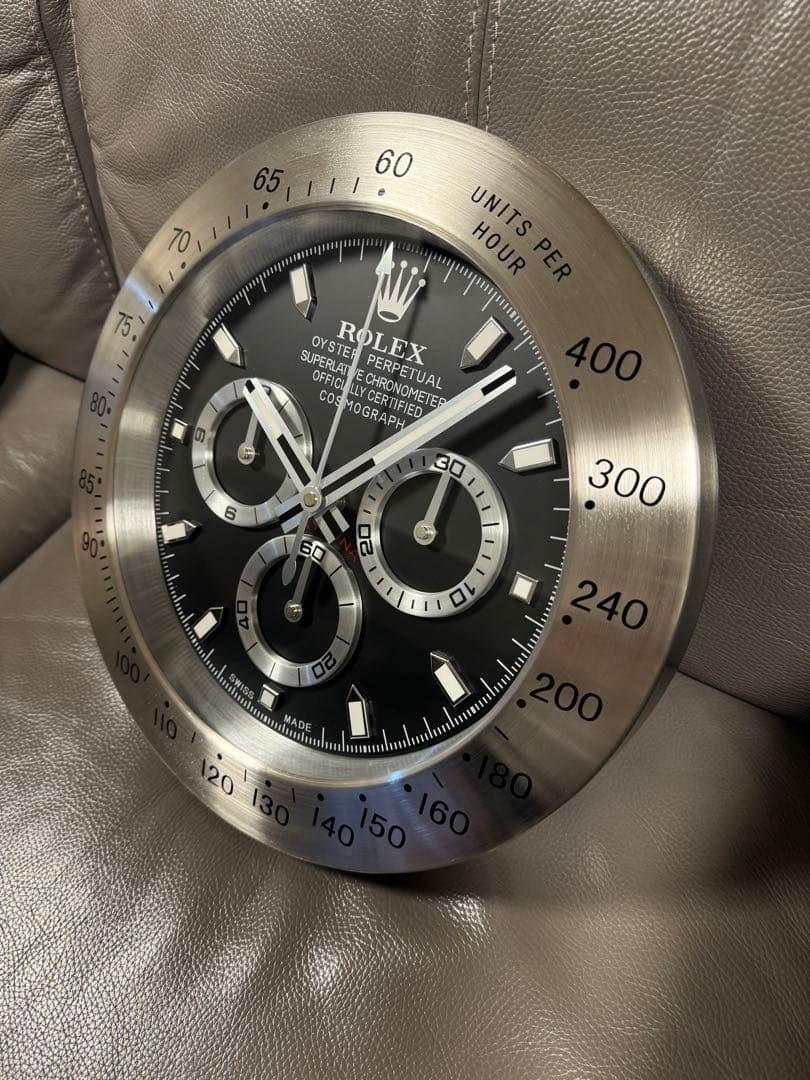 販促品　壁掛け時計　デイトナ ブラック文字盤