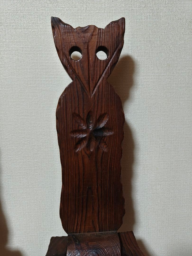 2個セット猫型木製三脚折りたたみ椅子 チェア