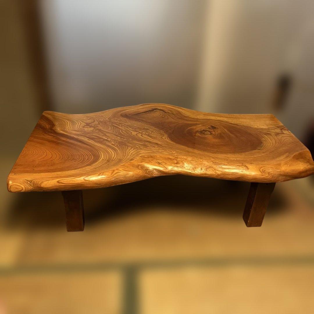 一枚板 無垢 天然木 耳付き 座卓 ローテーブル 和モダン