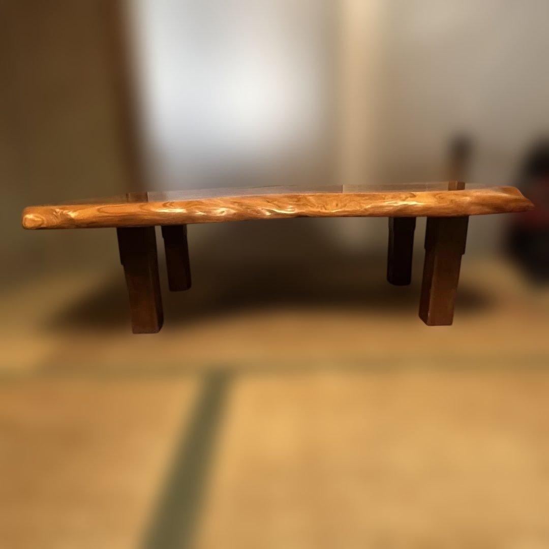 一枚板 無垢 天然木 耳付き 座卓 ローテーブル 和モダン