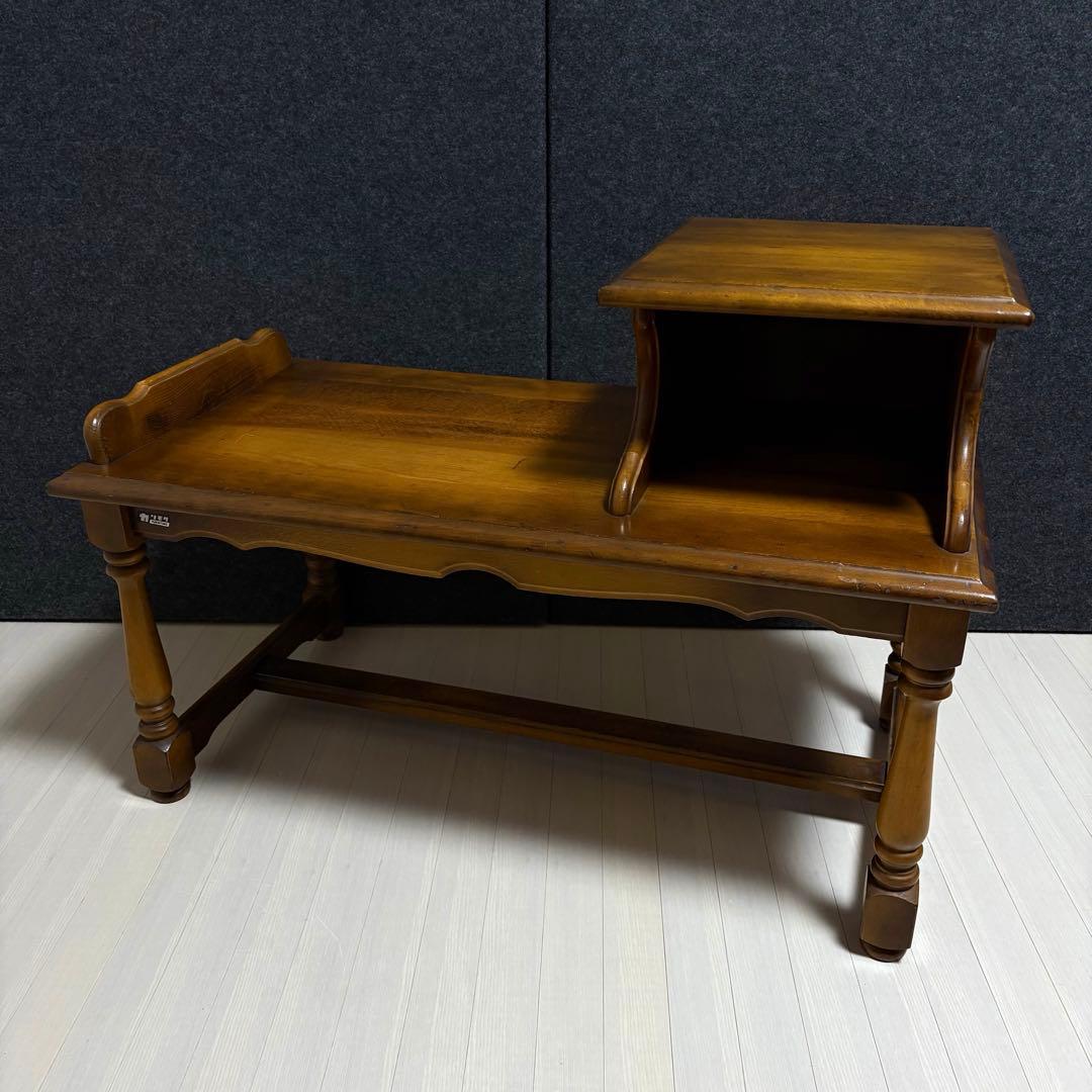 カリモク　オールドカリモク　コロニアル　テレフォンベンチ　電話台　ベンチ　花台