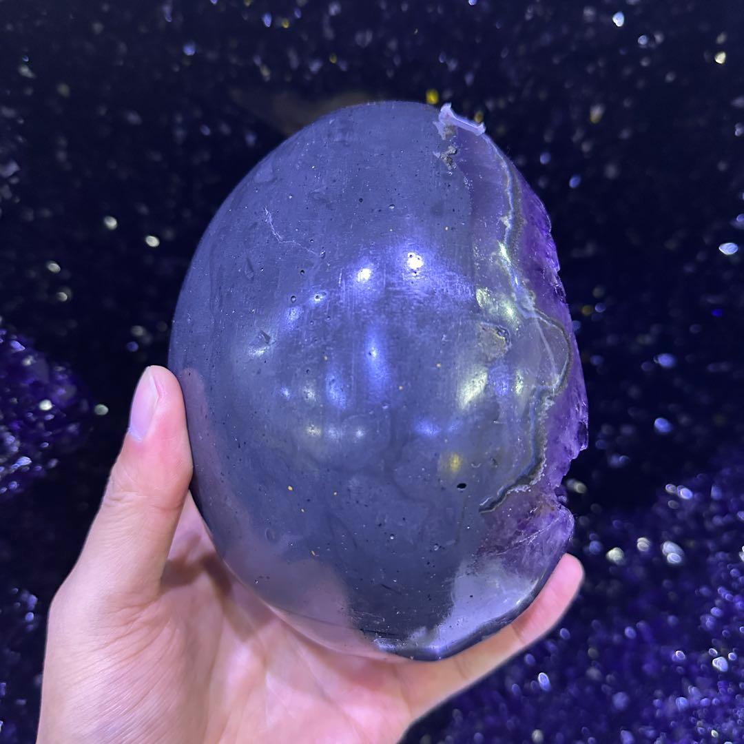 ウルグアイ産❣️天然石アメジストの卵形　置物D.475