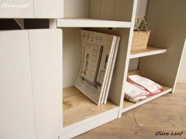 サイズ、デザインオーダー可！３段扉ハンガーキャビネット●シャビーホワイト受注製作