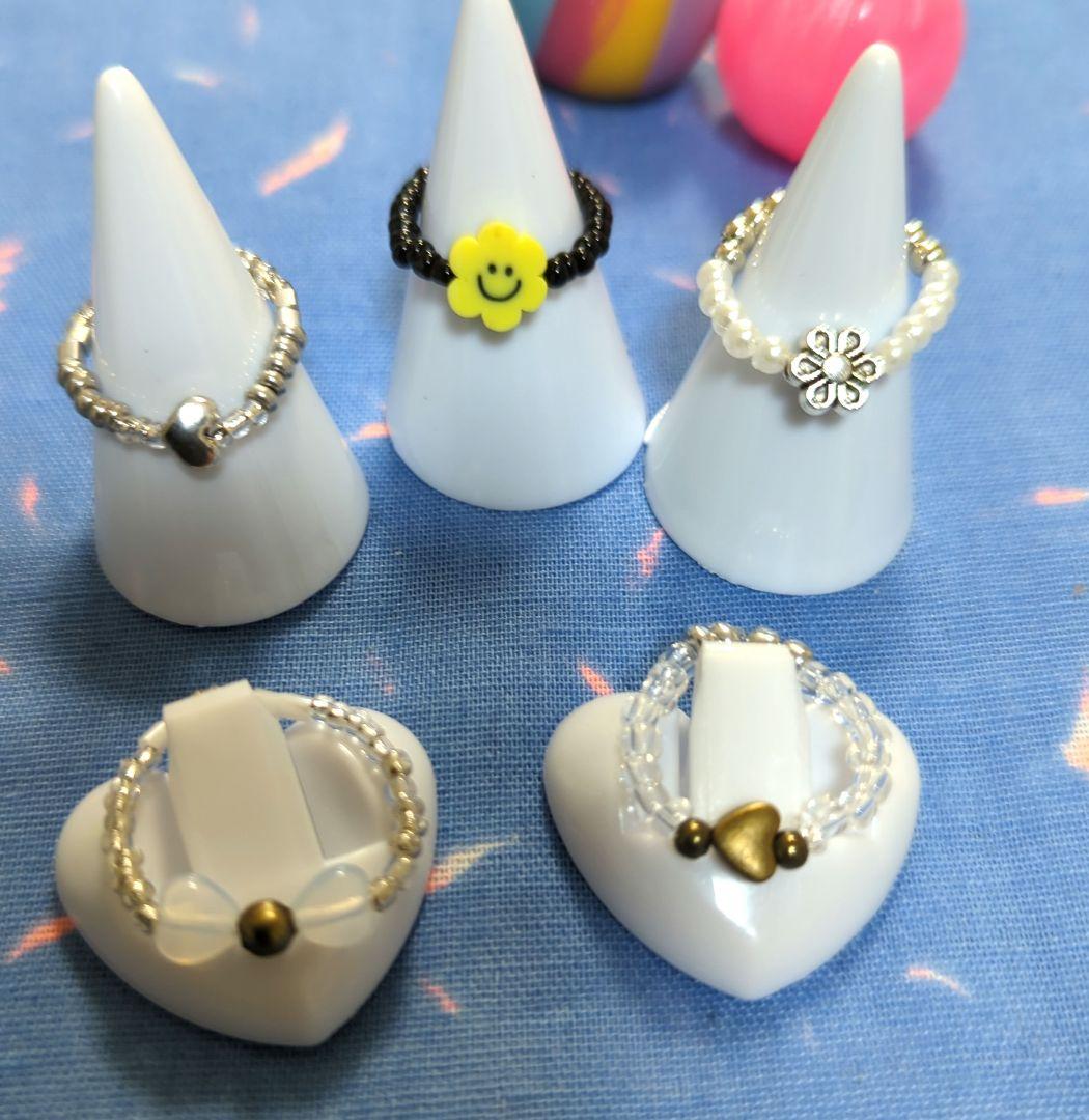画面画面ハンドメイド にこちゃんスマイリー　　リング他指輪5点セット BB-53